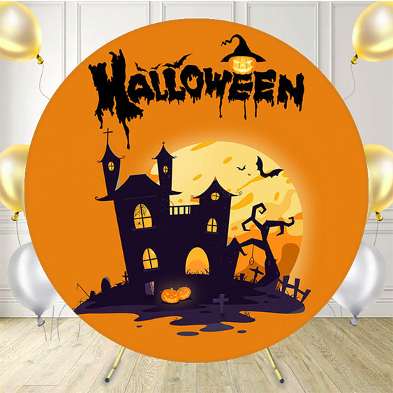 Spooky Castle Moon Halloween Round Backdrop - Layoris