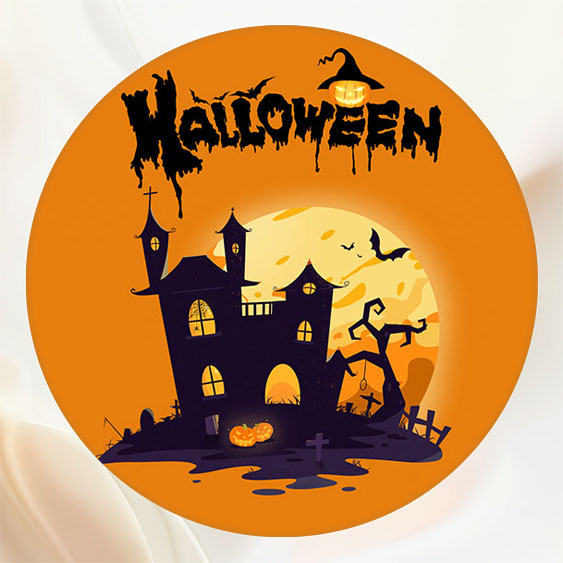 Spooky Castle Moon Halloween Round Backdrop - Layoris