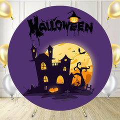 Spooky Castle Moon Purple Halloween Round Backdrop - Layoris