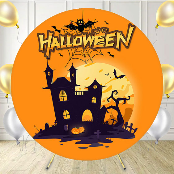 Spooky Castle Halloween Party Round Backdrop - Layoris