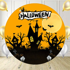 Spooky Castle Bats Halloween Round Backdrop - Layoris
