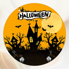 Spooky Castle Bats Halloween Round Backdrop - Layoris
