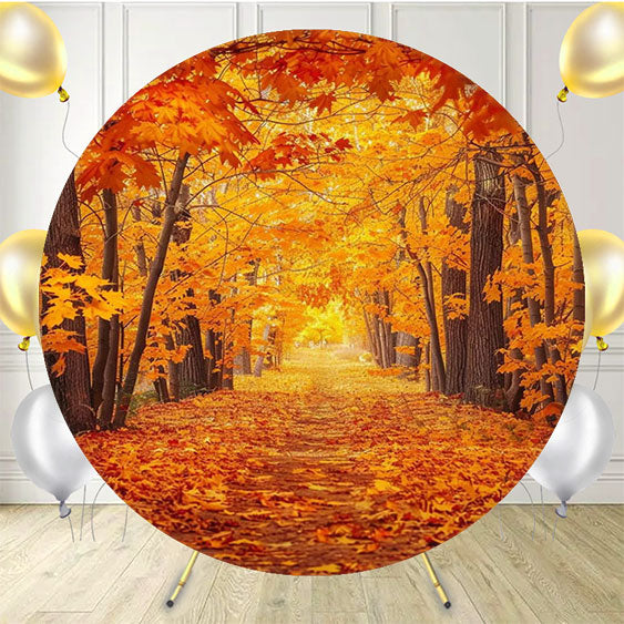 Autumn Red Maple Forest Round Backdrop - Layoris