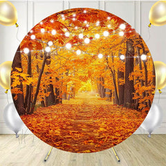 Red Maple Forest Light String Autumn Round Backdrop - Layoris