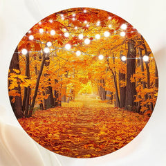 Red Maple Forest Light String Autumn Round Backdrop - Layoris