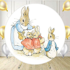 Rabbit Baby And Mother Cartoon Round Backdrop - Layoris