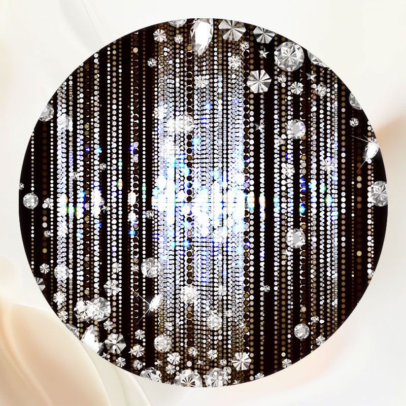 Silver Glitter Diamonds Round Black Birthday Party Backdrop - Layoris