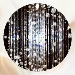 Silver Glitter Diamonds Round Black Birthday Party Backdrop - Layoris