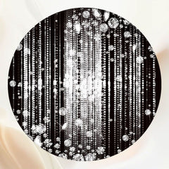 Round Silver Glitter Diamonds Black Birthday Backdrop - Layoris