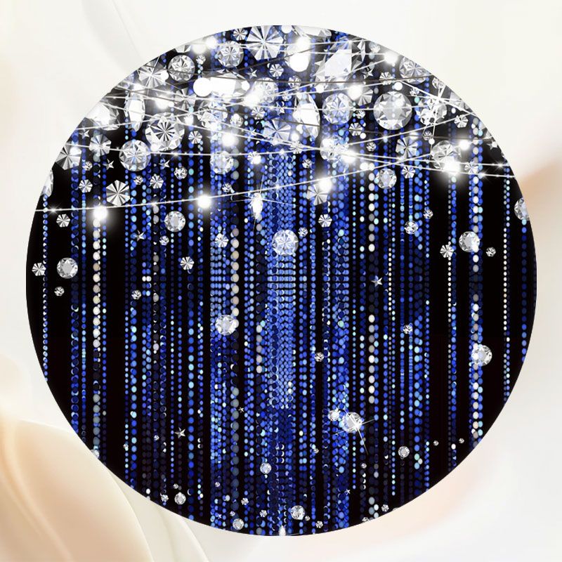 Round Silver Glitter Diamond Blue Birthday Backdrop - Layoris
