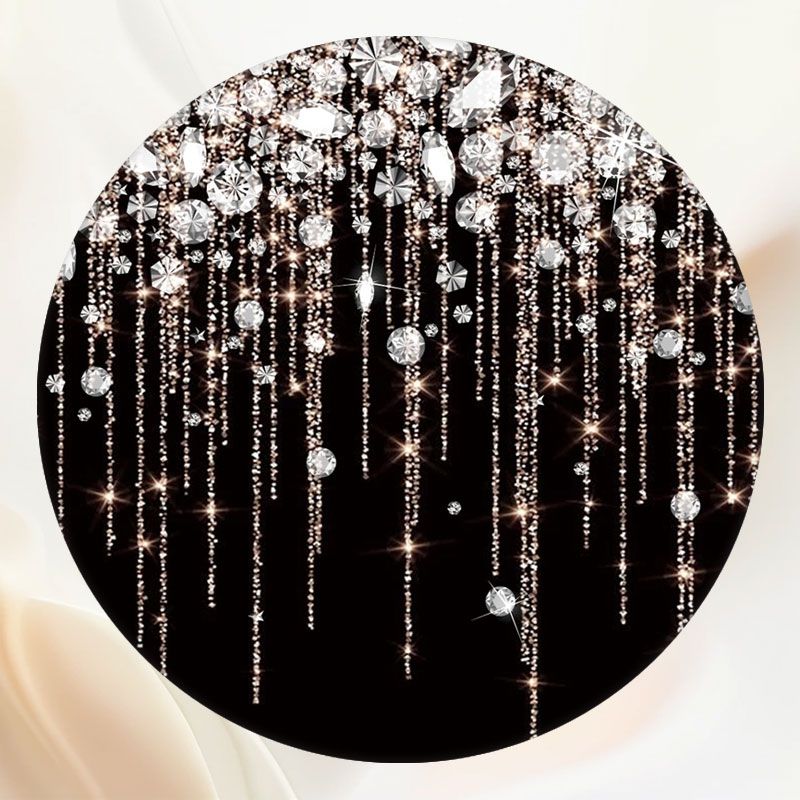 Round Sparkling Diamond Black Birthday Backdrop - Layoris