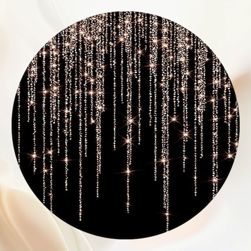 Round Sparkling Diamond Curtain Black Birthday Backdrop - Layoris
