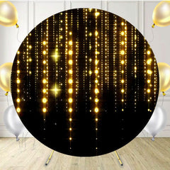 Round Shining Gold Tassel Black Birthday Backdrop - Layoris