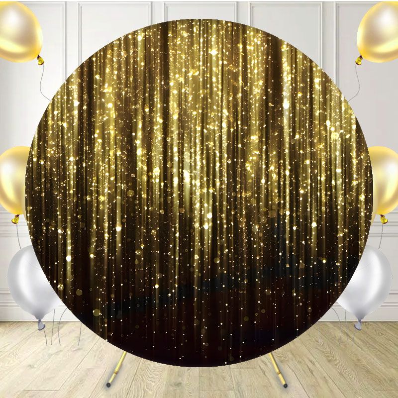 Round Shining Golden Light Birthday Backdrop - Layoris