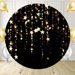 Round Shining Golden Stars Birthday Backdrop - Layoris