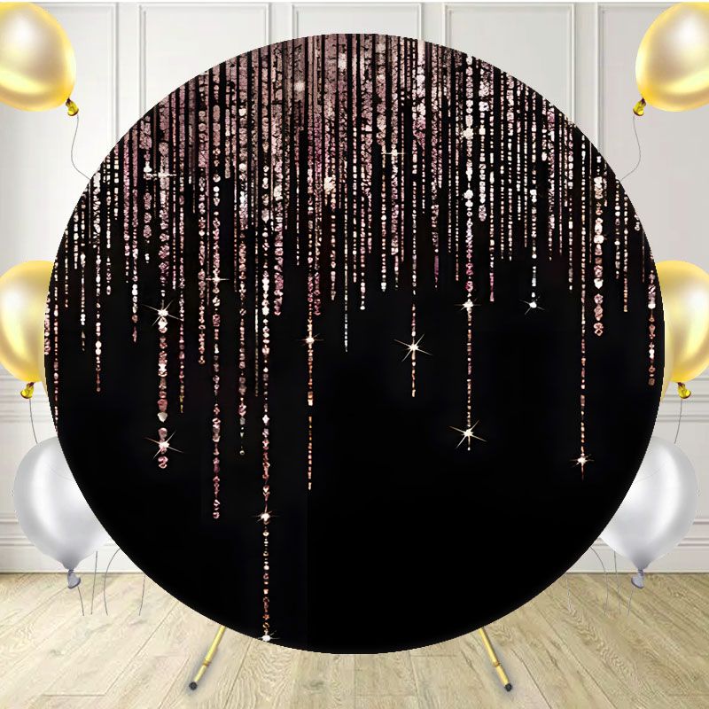 Round Shining Pink Tassel Birthday Backdrop - Layoris