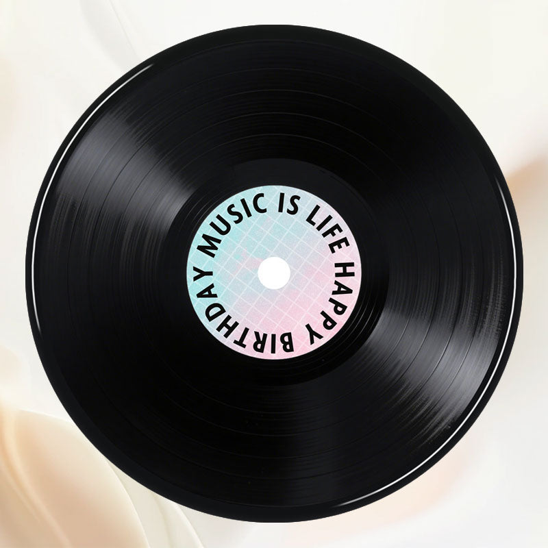 Vinyl Record Music Is Life Round Birthday Backdrop - Layoris