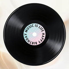 Vinyl Record Music Is Life Round Birthday Backdrop - Layoris