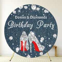 Blue Denim Dazzling High Heels Birthday Backdrop - Layoris