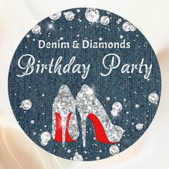 Blue Denim Dazzling High Heels Birthday Backdrop - Layoris