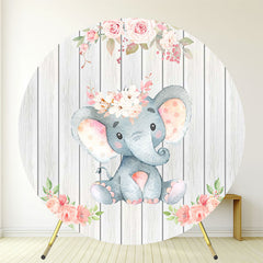 Elephant Pink Floral Girl Birthday Backdrop - Layoris