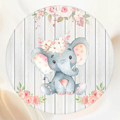 Elephant Pink Floral Girl Birthday Backdrop - Layoris