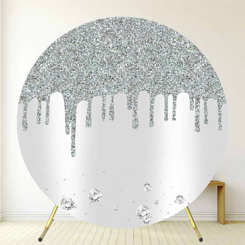 Silver Dazzling Circle Happy Birthday Backdrop - Layoris