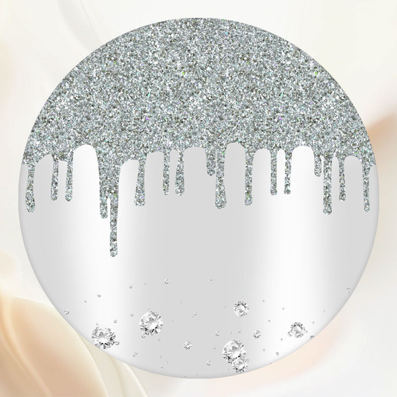 Silver Dazzling Circle Happy Birthday Backdrop - Layoris
