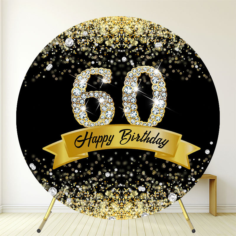 Gold Sparkling Diamond 60Th Round Birthday Backdrop - Layoris