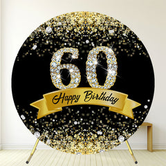 Gold Sparkling Diamond 60Th Round Birthday Backdrop - Layoris
