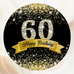 Gold Sparkling Diamond 60Th Round Birthday Backdrop - Layoris