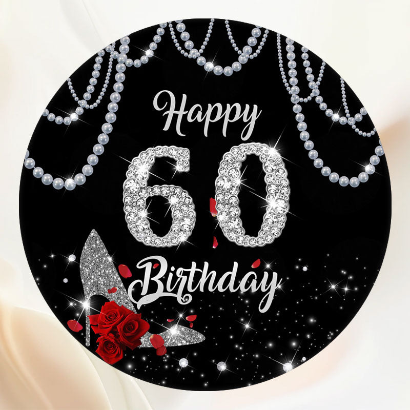 Pearl Sparkle Diamond 60Th Birthday Round Backdrop - Layoris