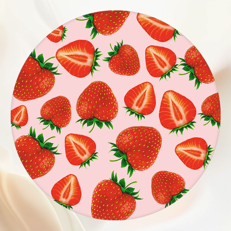 Pink Strawberry Happy Birthday Circle Backdrop - Layoris