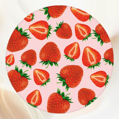Pink Strawberry Happy Birthday Circle Backdrop - Layoris