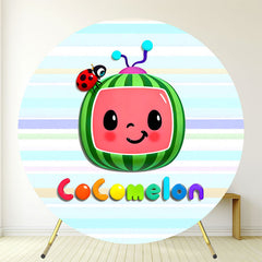 Round Blue Striped Cartoon Watermelon Backdrop - Layoris