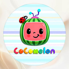 Round Blue Striped Cartoon Watermelon Backdrop - Layoris