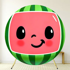 Round Cartoon Watermelon Birthday Backdrop - Layoris
