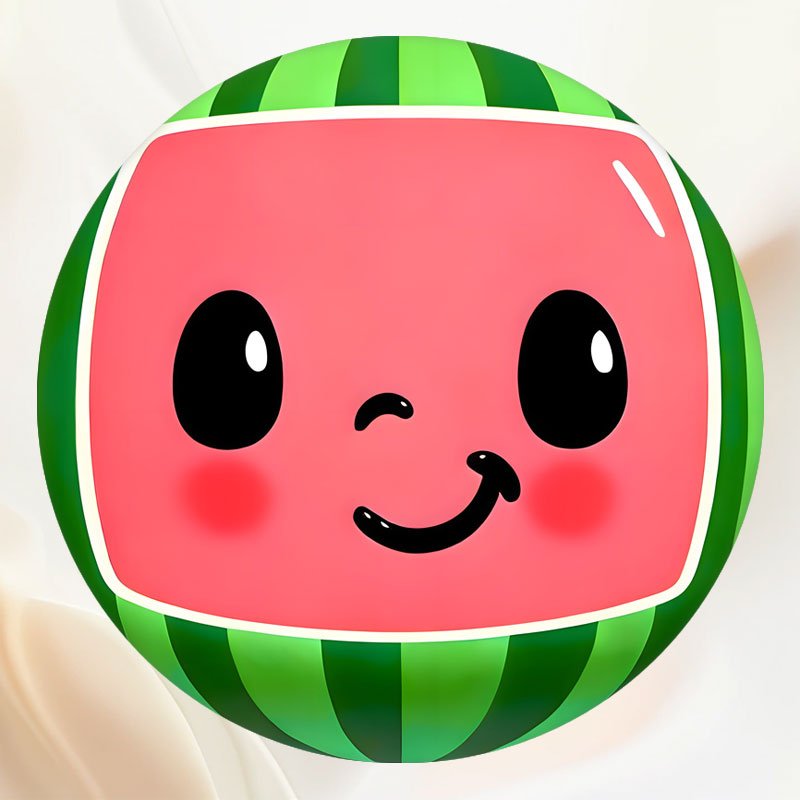 Round Cartoon Watermelon Birthday Backdrop - Layoris