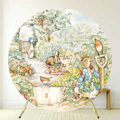 (7 Days Delivery) Round Rabbit Vegetable Garden Birthday Backdrop