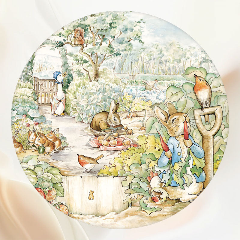Round Rabbit Vegetable Garden Birthday Backdrop - Layoris