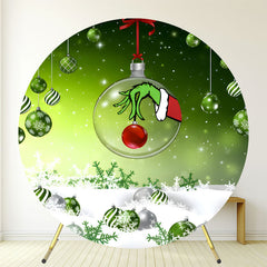 Round Green Cartoon Christmas Photo Backdrop - Layoris