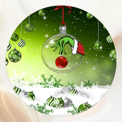 Round Green Cartoon Christmas Photo Backdrop - Layoris