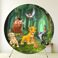Round Cartoon Animal Birthday Backdrop - Layoris