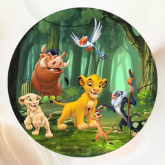 Round Cartoon Animal Birthday Backdrop - Layoris