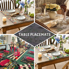 Layoris Green Leaf And Wildflowers Placemat Set