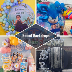 Baby Blue Circle Party Backdrop - Layoris